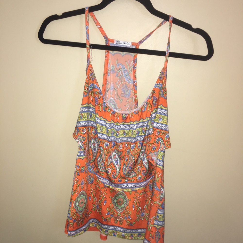 Orange spaghetti top